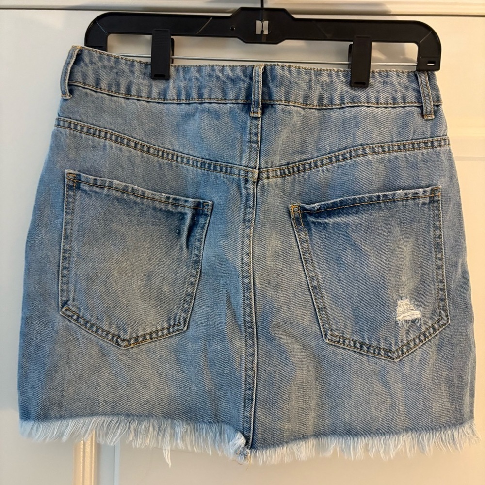 Denim Distressed Mini Skirt - Picture 4 of 7